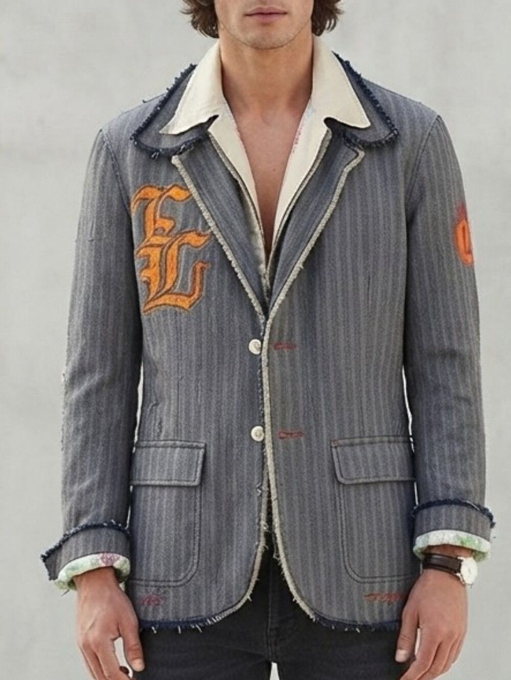 English Laundry Men's Graphic Statement Blazer Jacket Grunge Indiesleeze Size L